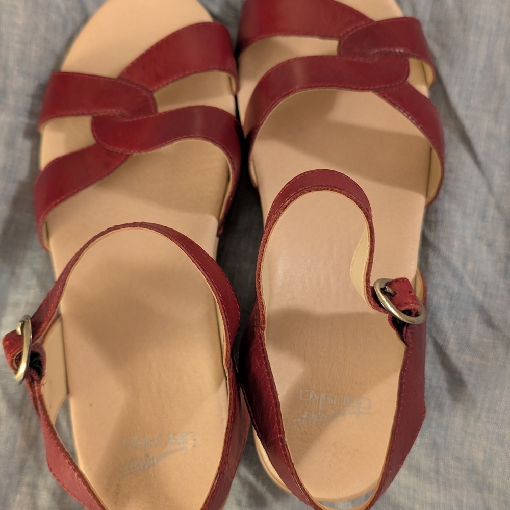 Dansko Karen Red Burnished Calf Sandals Size 38 - Picture 3 of 5